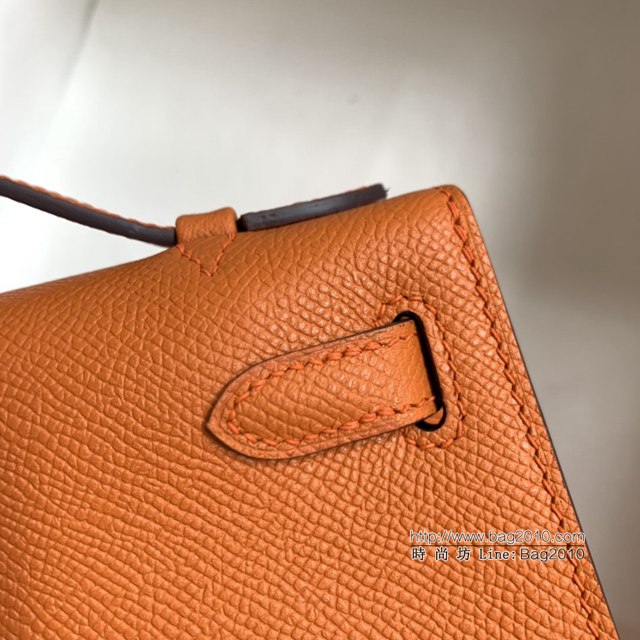 Hermes手提女包 愛馬仕kelly pochette一代 epsom皮 經典橙金扣  tdh2008
